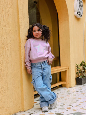 سويت شيرت وردي بناتي بنجوم ترتر – ملابس أطفال بنات شتوي