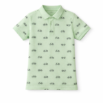 تيشيرت بولو أولادي أخضر مينت بنقشة عجلة – ملابس أطفال صيفية
