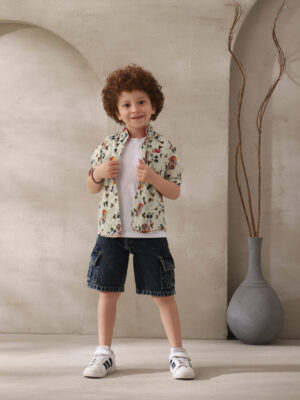 قميص ولادي مشجر ميكي ماوس - ملابس أطفال صيفية أنيقة