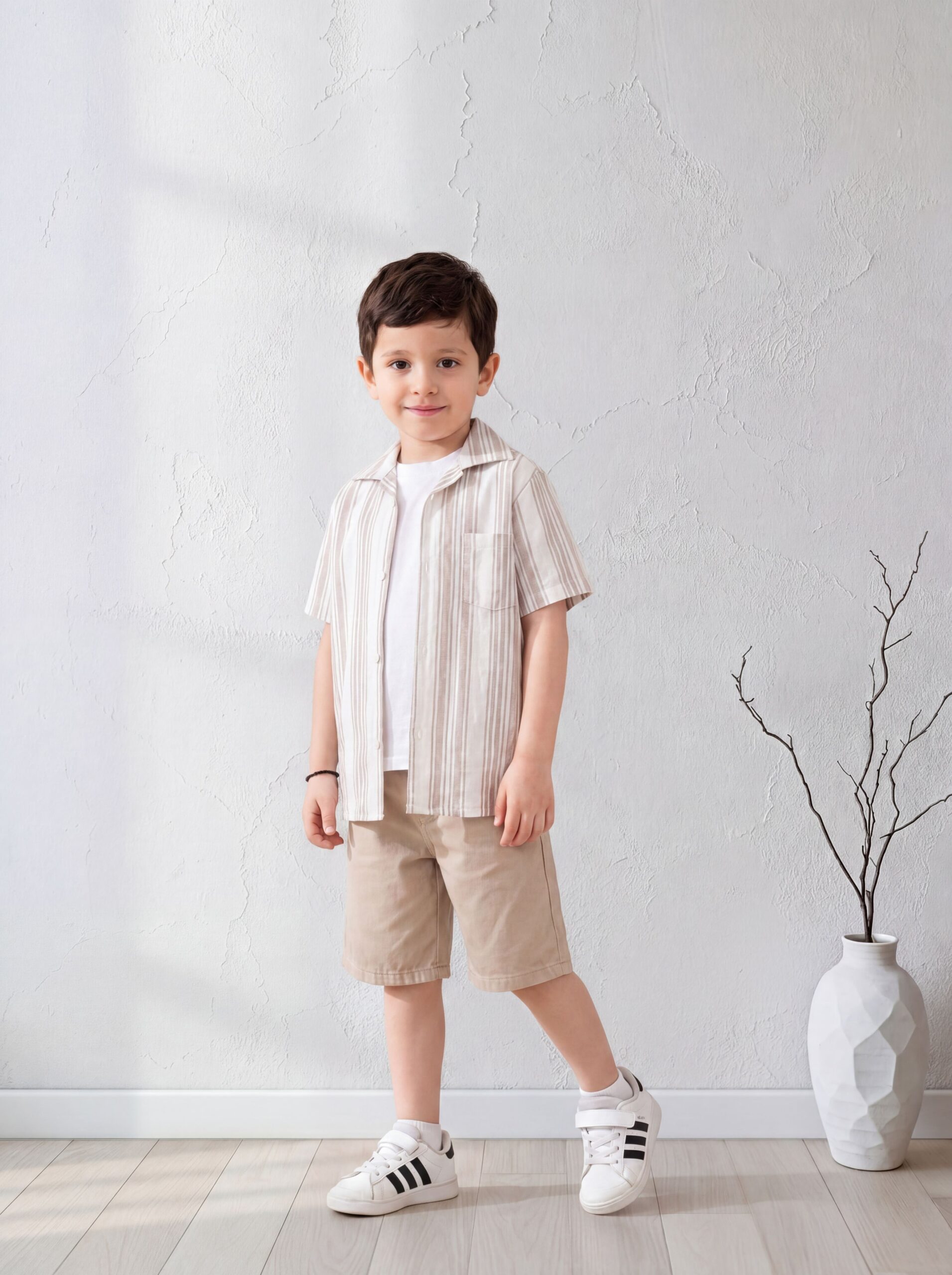 Beige Striped Shirt for Boys | قميص أولادي