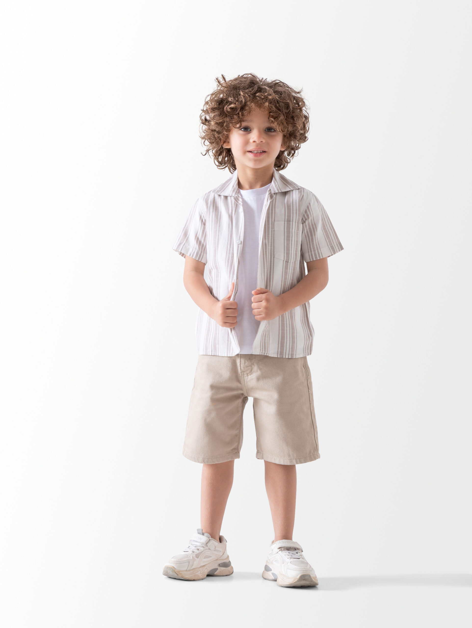 Beige Striped Shirt for Boys | قميص أولادي