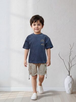 تيشيرت جارفيلد كحلي أولادي – ملابس أطفال صيفية خروج