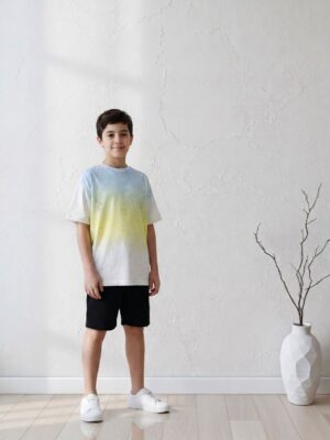 تيشيرت أولادي صيفي ألوان متدرجة – ملابس أطفال كاجوال