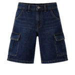 شورت جينز كارجو أولادي أزرق محير – ملابس أطفال صيفية راقية