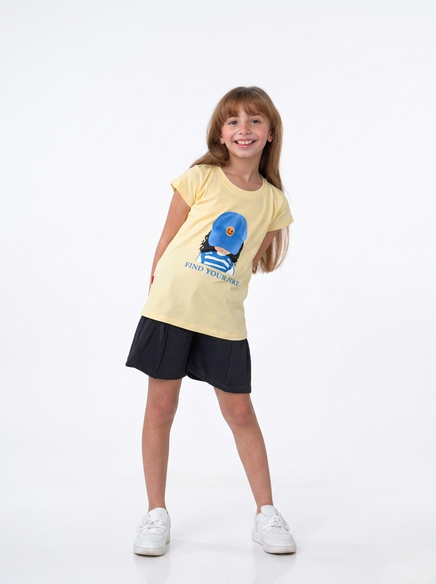 Yellow Girl Print Outfit for Girls | سوت بناتي