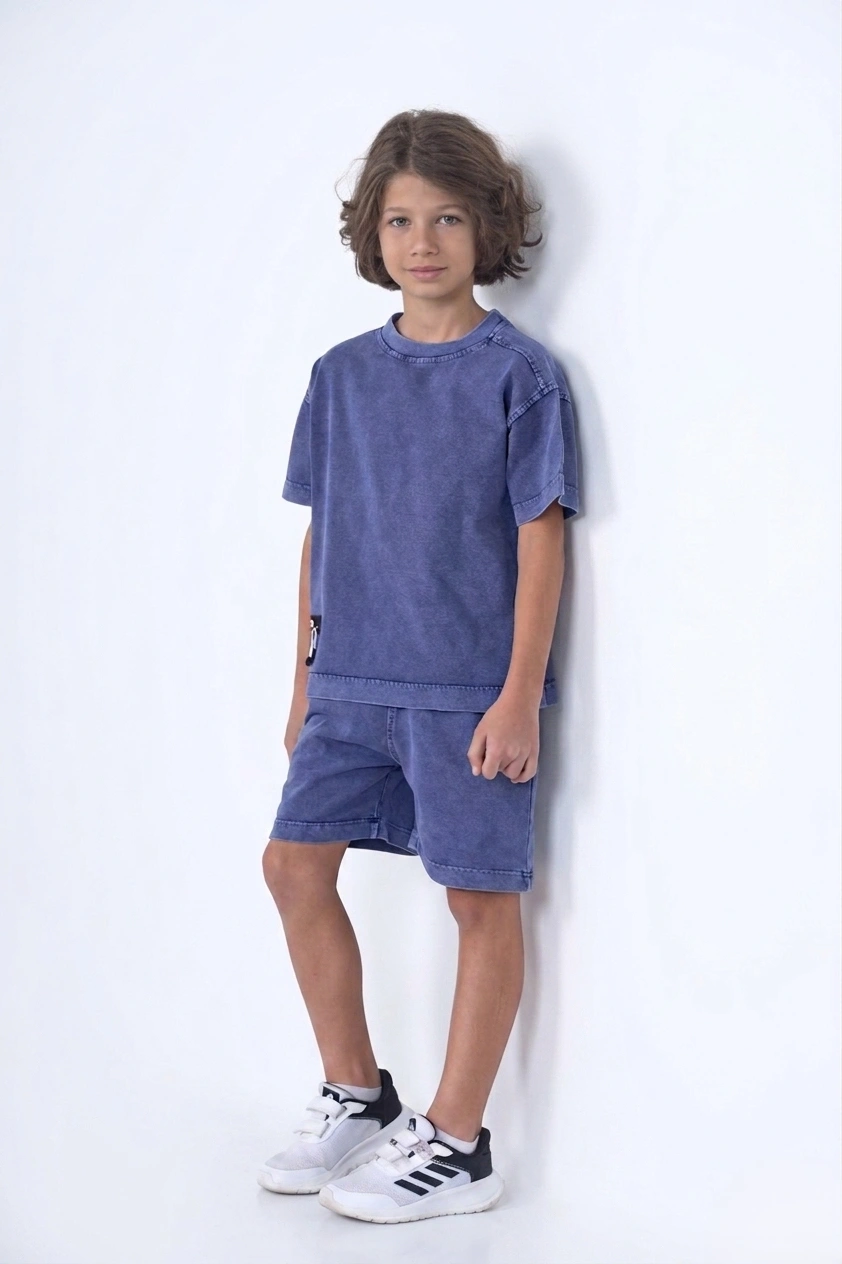 Blue Acid Wash Outfit for Boys | سوت أولادي