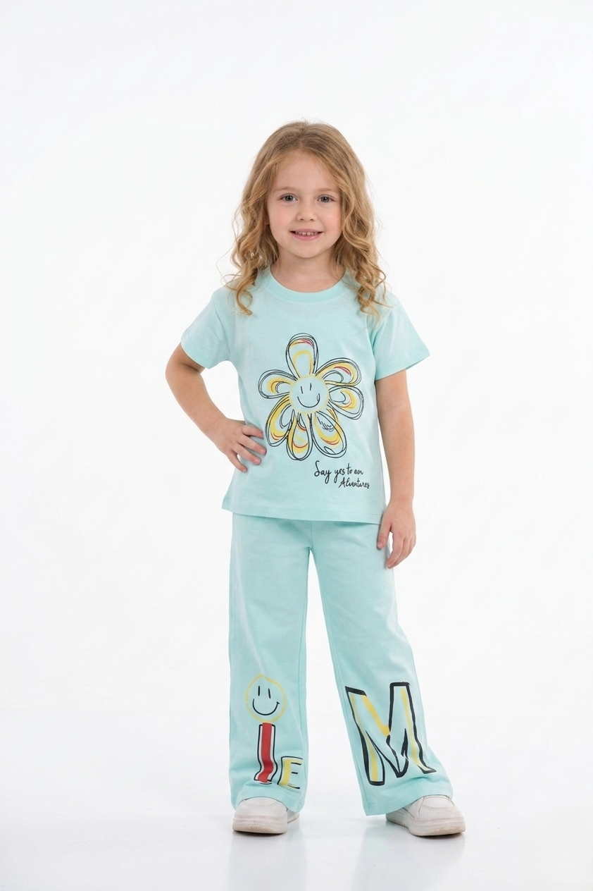 Mint Green Smile Outfit for Girls | سوت بناتي