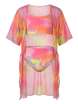 مايوه بناتي صيفي وردي وبرتقالي مقاس 10 - ملابس أطفال صيفية أنيقة