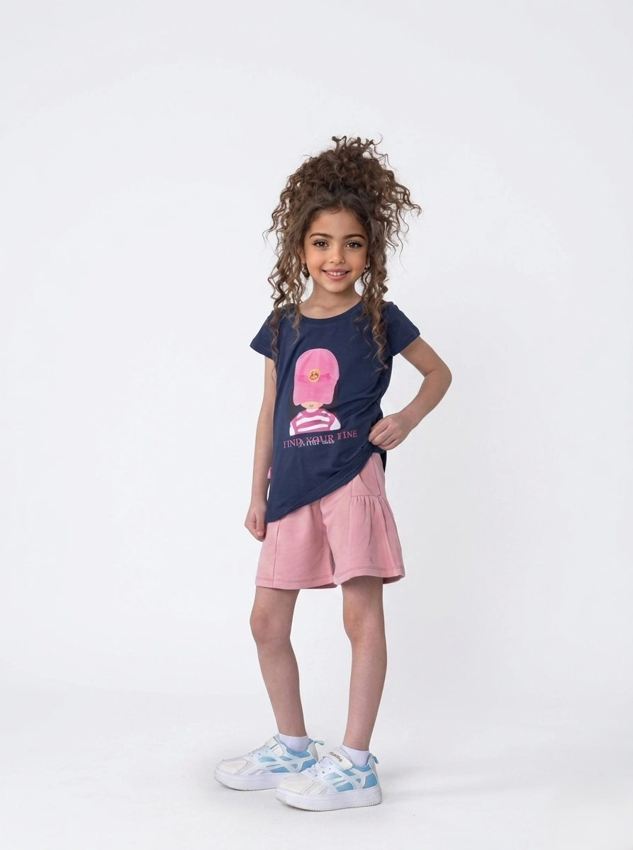 Navy Girl Graphic Set | سوت بناتي