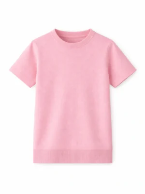 تيشيرت قطن أولادي وردي سادة – ملابس أطفال صيفية مريحة