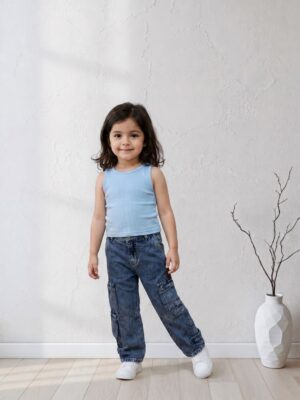 توب بناتي لبني صيفي – ملابس أطفال بناتي خروج