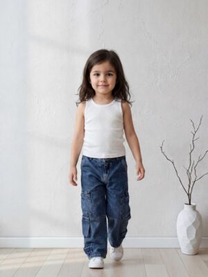 توب بناتي أبيض صيفي – ملابس أطفال بنات خروج