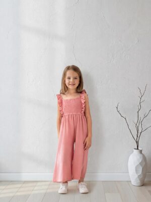 جامبسوت وردي كشكشة بناتي – ملابس أطفال صيفي أنيق