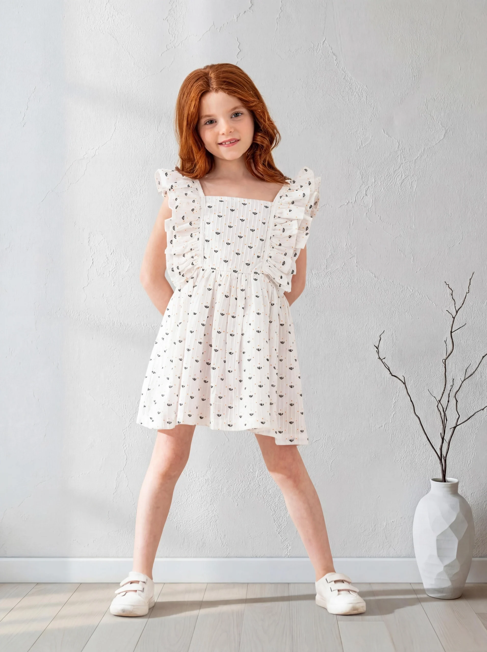 White Ruffle Dress for Girls | فستان بناتي