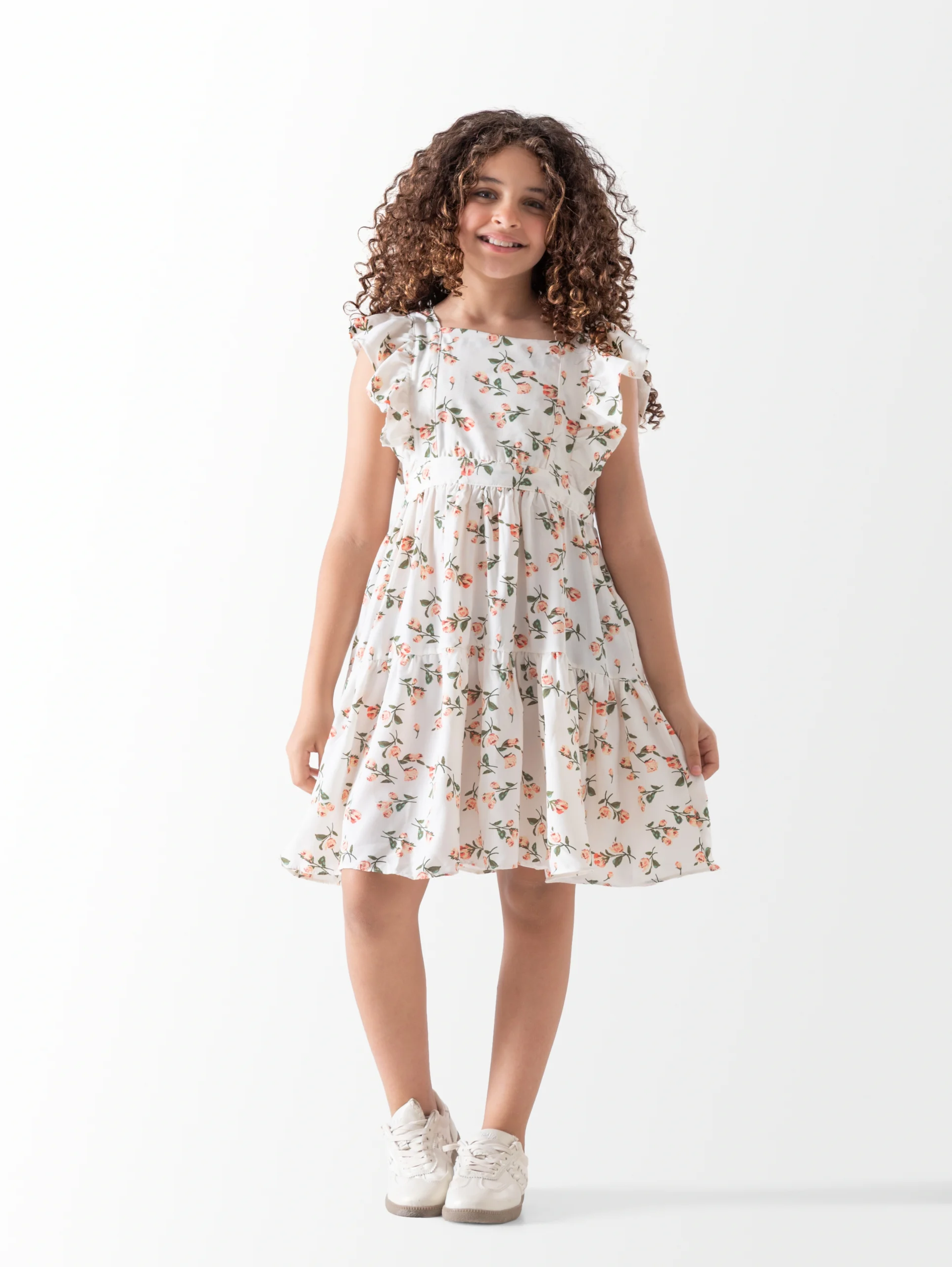 Girls Floral Ivory Dress | فستان بناتي