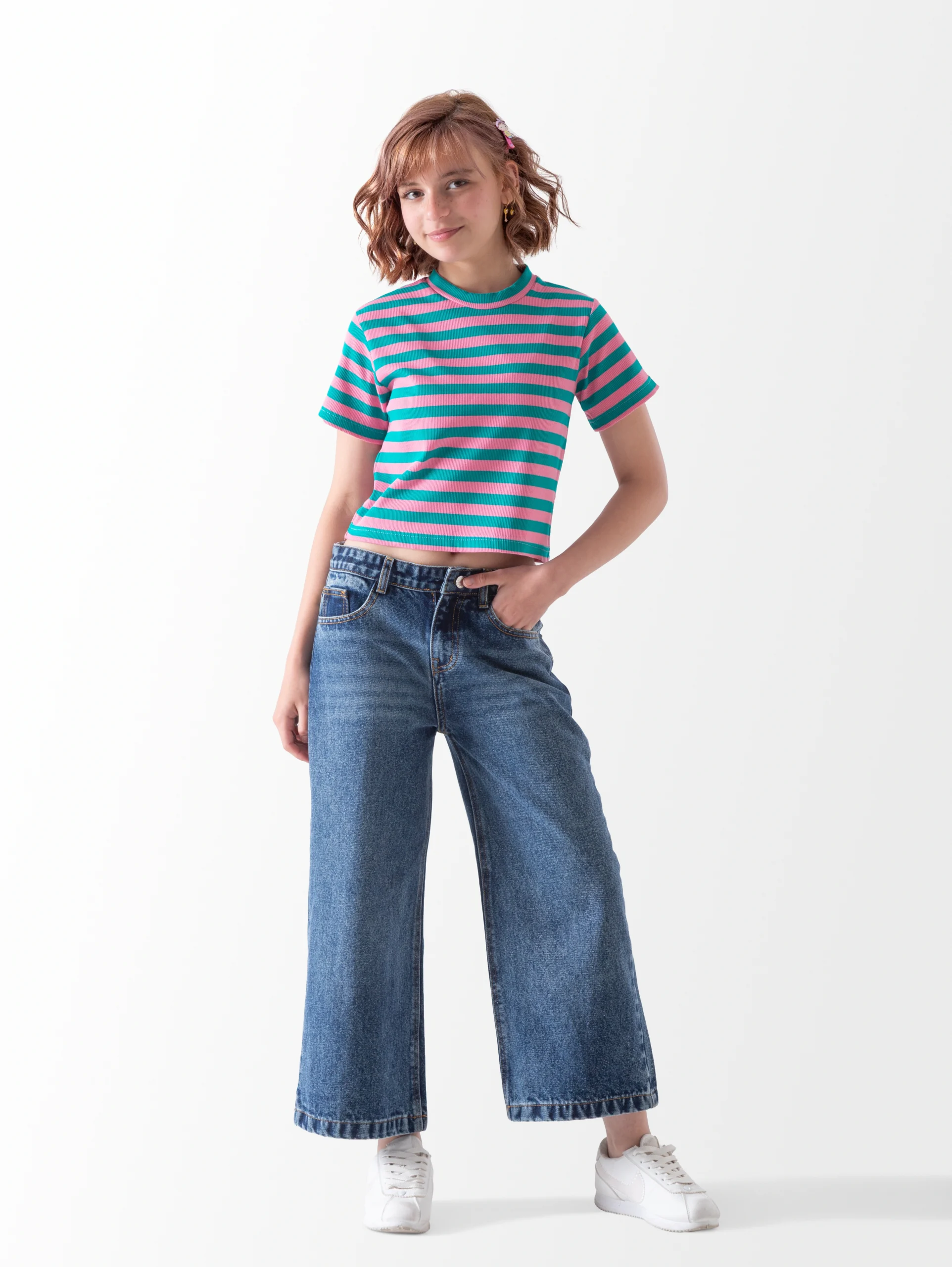 Girls Striped Cotton T-Shirt | تيشيرت بناتي
