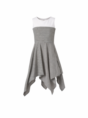 فستان بناتي مخطط أسود وأبيض – ملابس أطفال صيفي مودرن