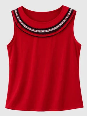 بلوزة صيفي بناتي أحمر كات - ملابس أطفال بنات خروج صيفي