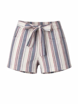 شورت بناتي صيفي مخطط بألوان مبهجة - ملابس أطفال بنات خروج