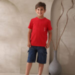 تيشيرت أحمر أولادي صيفي قطن – ملابس أطفال خروج ماركات