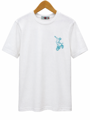 تيشيرت أولادي أبيض بطبعة BMX – ملابس أطفال صيفي كاجوال