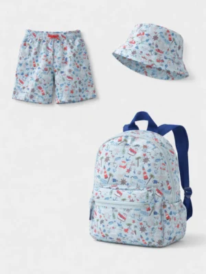 مايوه أولادي لبني 3 قطع – ملابس أطفال صيفية مريحة