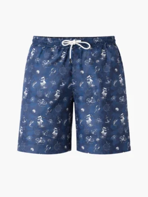 مايوه أولادي كحلي بنقوش بحرية – ملابس أطفال صيفية للسباحة