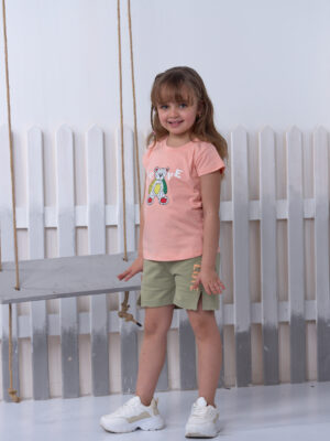 طقم بناتي صيفي سيمون وزيتي – ملابس أطفال خروج صيفي