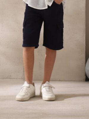 شورت كارجو أولادي كحلي – ملابس أطفال صيفي أنيق