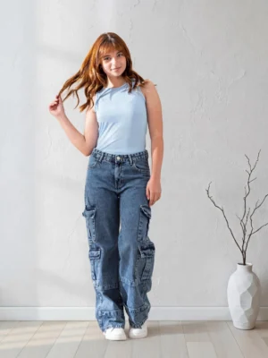 تيشيرت بناتي لبني كات – ملابس أطفال بنات خروج صيفي