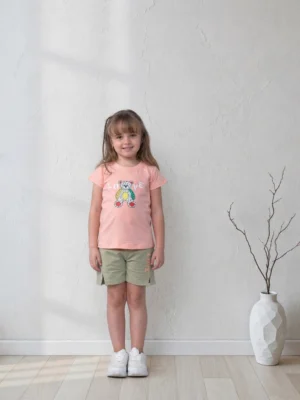 طقم بناتي صيفي سيمون وزيتي – ملابس أطفال خروج صيفي