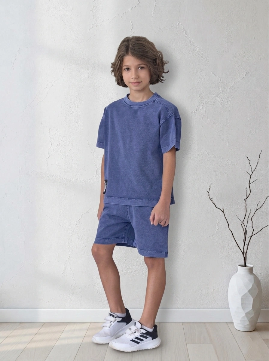 Blue Acid Wash Outfit for Boys | سوت أولادي