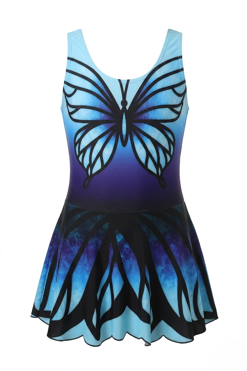 Girls Swimsuit Blue Butterfly | مايوه بناتي