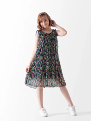 فستان بناتي صيفي Floral كحلي بربطات أكتاف | ملابس أطفال A&A