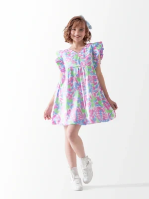 فستان بناتي صيفي pastel بنقشة Floral | ملابس أطفال A&A