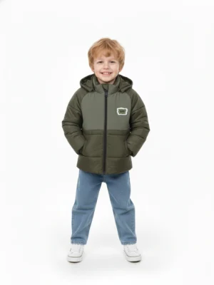 Kids olive green waterproof winter jacket for boys by A&A